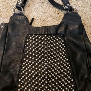 Leather Rock Studded Leather Hobo tote bag